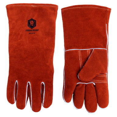 Leather Stick Welding Gloves Premium Red Side Split Cowhide 14” Stick Welders Glove - AG1270 USA Welding Supply