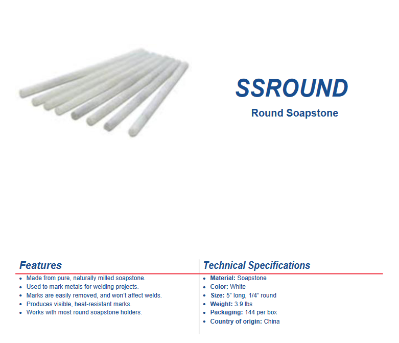 Soapstone - Chem Star Round (5 x 1/2 x 3/16) (144 pk.) USA Welding Supply