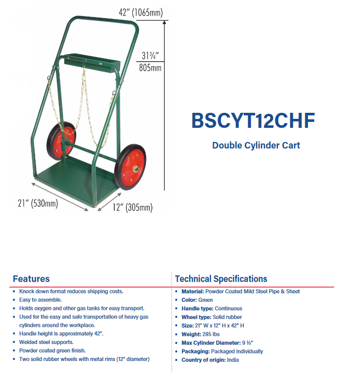 Welding Cart - Double-Bottle / Cylinder Cart - 12CHF USA Welding Supply