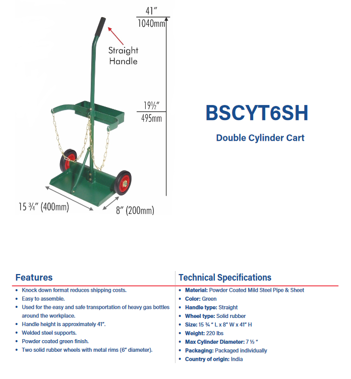 Welding Cart - Double Bottle / Cylinder Cart - 6SH USA Welding Supply