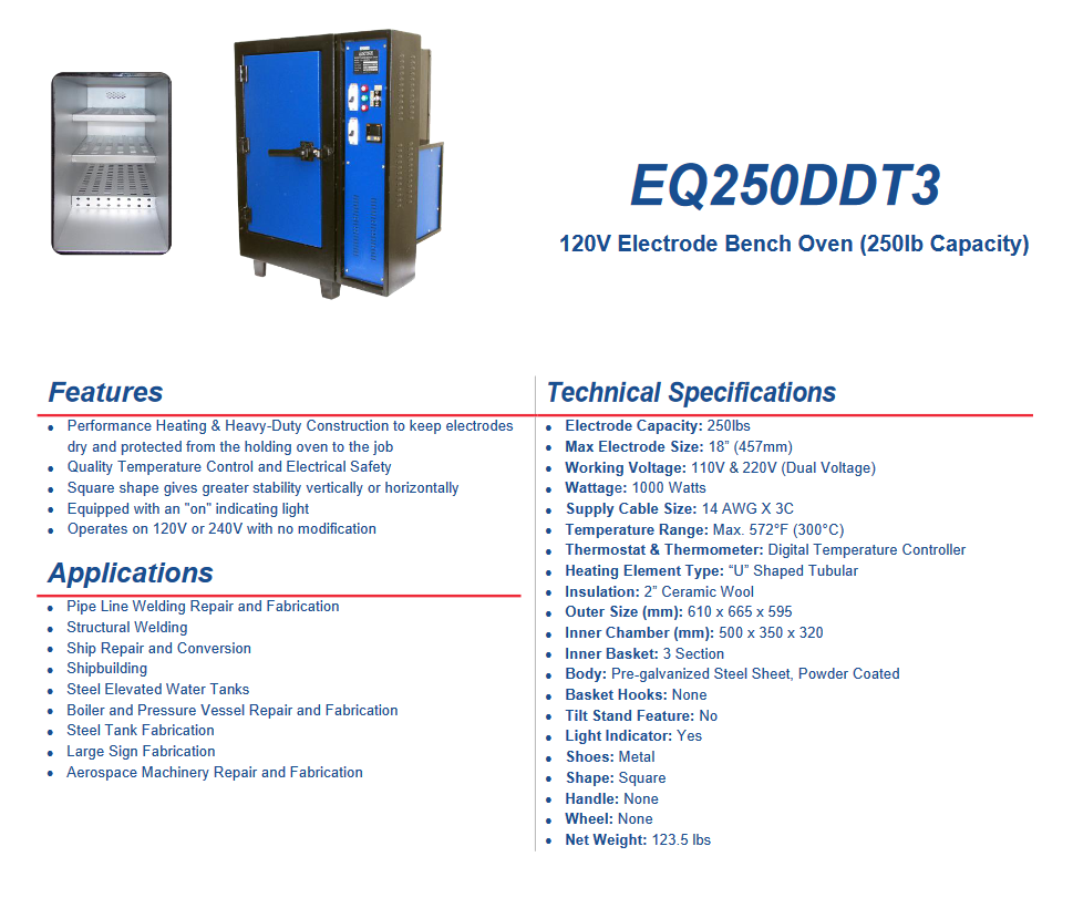 Welding Electrode Rod Oven - 250-lb - Dual 110/220 Volt - 300C - Arc Star USA Welding Supply
