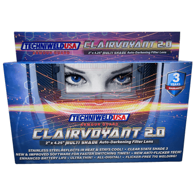 Auto Darkening Lens - AG Clairvouyant 3.0 - Armour Guard Crystal Clear Blue View 2" x 4 1/4" box view