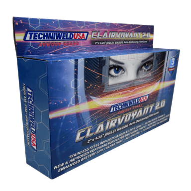 Auto Darkening Lens - AG Clairvouyant 3.0 - Armour Guard Crystal Clear Blue View 2" x 4 1/4" box view