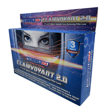 Auto Darkening Lens - AG Clairvouyant 3.0 - Armour Guard Crystal Clear Blue View 2" x 4 1/4" box view