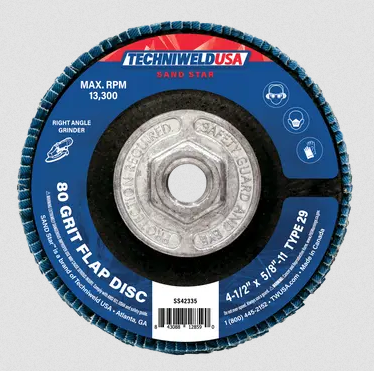 Flap Disc - 4-1/2" x 5/8" - 80-grit Type 29 Reg. Density - Hub - 42335