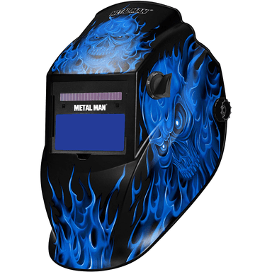 WELDING HELMET - AD 9-13 Variable SDRG4 Blue Skull / Flame Helmet USA Welding Supply