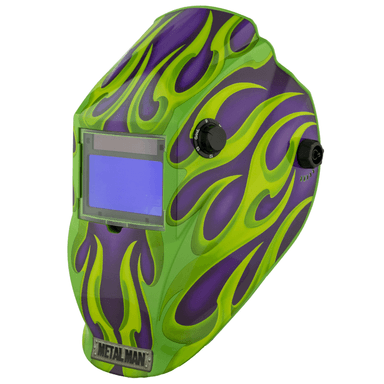 WELDING HELMET - METAL MAN AD9-13 Variable SDRG4 Green/Purple Helmet- AB8735SGC USA Welding Supply