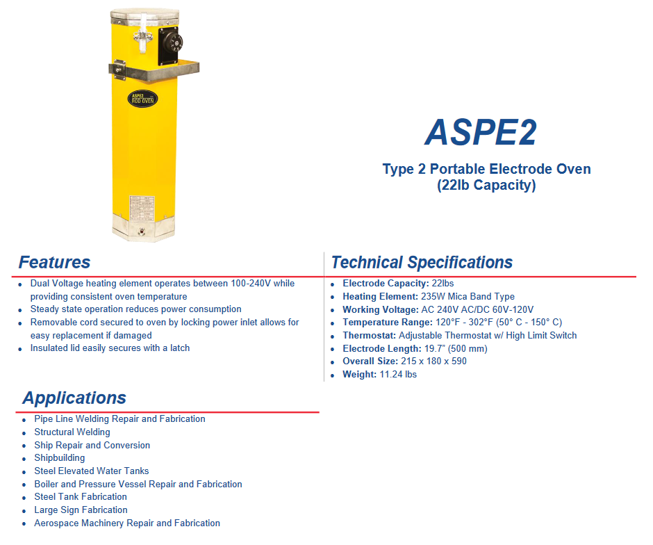 Welding Electrode Rod Oven - 20-lb 110 & 220 Volt - Arc Star ASPE2