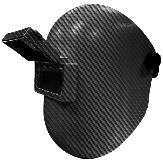 Welding Helmet - Carbon Fiber Print with Ceramic Coating - Sugar Scoop 2 x 4.25" with Flip-Visor