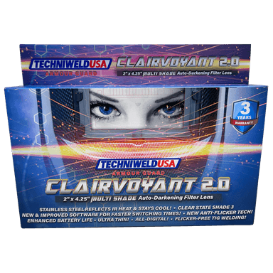 Welding Multi Shade Auto-Darkening Filter Lens - AG Clairvouyant2.0 - Armour Guard Crystal Clear Blue View 2" x 4 1/4" box view